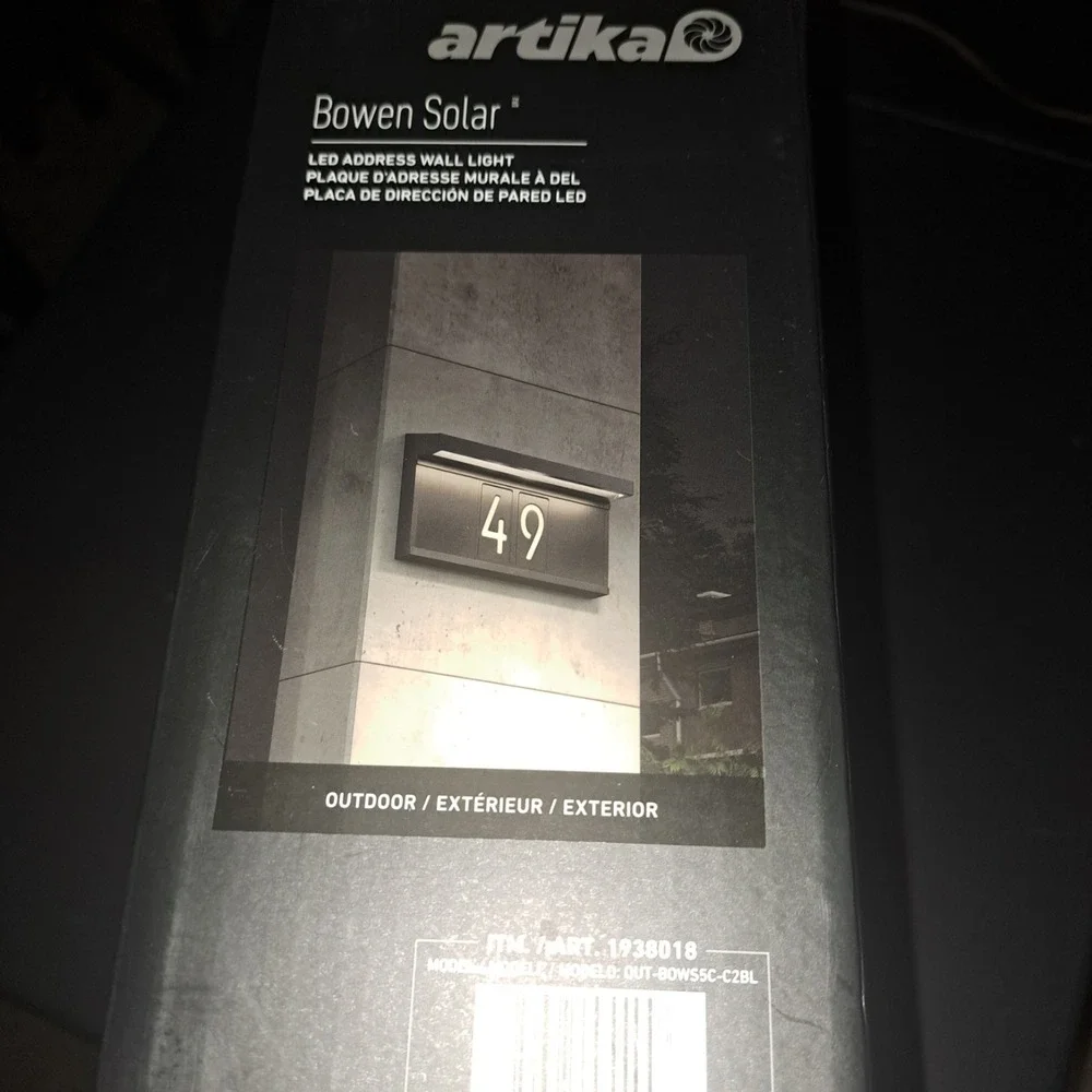 Artika Bowen Solar LED Address Wall Light Dusk-to-Dawn Black 100 Lumens Fast